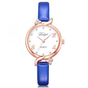 Duoya Femmes Luxe Classique Rond Analogique Pu Montre-Bracelet Robe Montre Analogique &Agrave; Quartz (Bleu Royal) - Neuf
