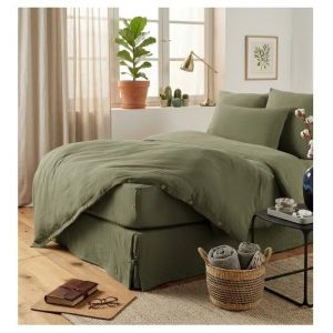 Cache Sommier Gaze De Coton 90 X 190 Cm Gaia Romarin - Neuf