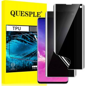 Kal-[2 Pièces] Protection Écran Anti Espion Pour Samsung Galaxy S10, 3d Incurvé Couverture Complète Tpu Film De Confidentialité Protection En Écran, Compatible Avec Lecteur D`Empreinte - Neuf