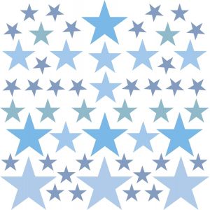 Trahoo-Set De 54 Stickers Muraux Enfants Étoiles - Autocollants Décoration Murale Chambre Bébé - Facile À Poser Bleu Pastel - Neuf