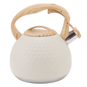 Hjlian Bouilloire Sifflante 3 L En Acier Inoxydable 304 Avec Poignee Pour Cuisiniere, Style Ferme, Pour La Maison Et La Cuisine, Blanche - Neuf