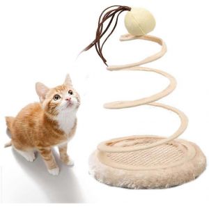 Jouet interactif pour chat,jouet en peluche pour chat avec plaque à ressort en spirale et balle amusante ou souris interactive - Neuf