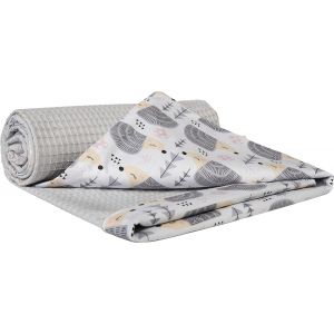 Kalanka-Couverture Bebe Couvertures De Bébé Plaid Enfant Nouveau-Né 100% Coton Pour Cadeau Naissance 75x100cm Multifonctionnel Bilatéral Pour Landaus (Hérissons Avec Gaufre Gris) - Neuf