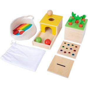 ChenQuanSarl-Jouet Pour Enfants De 1 An Et Plus - Contient Des Jeux De Récolte De Carottes, Des Pièces De Monnaie, Des Jouets De Motricité Fine Et Une Boîte Permanente D'Objets, Jouet Montessori - Neuf