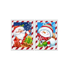 30x40cm, 2 pi&egrave;ces de p&egrave;re No&euml;l bonhomme de neige d&eacute;coratifs, stickers muraux - Neuf