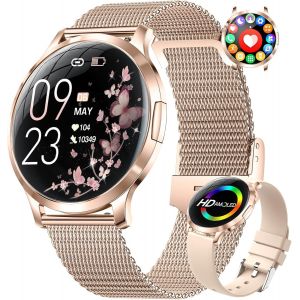 Montre Connect&eacute;e Femme L&eacute;ger avec Petit &Eacute;cran Courb&eacute; AMOLED Appel Rappel Messages IP68 Imperm&eacute;able Android iOS 100+ Modes Sportifs Fr&eacute;quence Cardiaque/Pod&oacute;metro/Calculateur Smartwatch Homme - Neuf