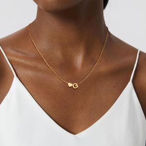 Tianyi-Collier Personnalis&eacute; Collier Initiale Collier Femme Or Coeur Collier Lettre Femme Or Acier Inoxydable Nom Collier Pendentif Lettre Coeur Collier Prenom Personnalis&eacute; Femmes Filles Cadeaux - Neuf