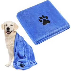 Jgd-Serviette Pour Chien Extra Absorbante, 140x70cm Grande Serviette De Bain Pour Chien, Serviettes Pour Chiens Microfibre Serviettes Chiens Douce Pour Bain, Baignade Et Jours De Pluie, Bleu Royal - Neuf