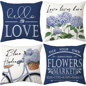 Kalanka-Housse De Coussin, Housse Coussin 45x45 Taie D'oreiller Lot De 4 Housses Coussin Decoratif Fleurs La Vie Marine Plante Tropicale Schéma Pour Canapé Chaise De Salon - Neuf