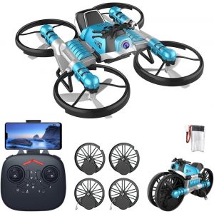 Chenquansarl-Drone Avec Caméra Pour Enfants, Quadricoptère Pliable 2 En 1 Et Moto De Transformation Radiocommandée, Mini Drone Télécommandé Avec Lumières Et 2 Piles, Jouet Pour Enfants-Obest - Neuf