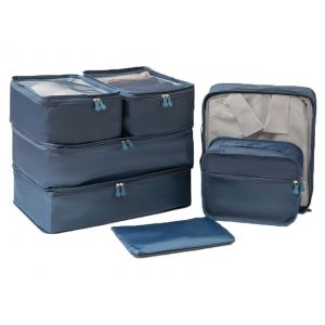 Ensemble de 7 cubes de rangement de voyage bleu marine pour bagages - Neuf