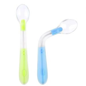 Pack De 2 Silicone Bébé Cuillères, 2 Soft Pliable Formation Cuillères, Facile À Manipuler, Idéal Pour L'auto-Alimentation (Rose Et Jaune) - Neuf