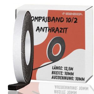 12,5 SOUDAL Acryl 300 10/2,Anthracite Ruban largeur 10 mm,Expansion de 2 &agrave; 10 mm,source en bande comprim&eacute;e fen&ecirc;tres &eacute;tanche Ruban Joint - Neuf