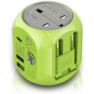 JGD-Adaptateur de Voyage Universel avec QC3.0 Charge Rapide Ports USB 3.0 et 1 Type C dans pour US/EU/UK/AU pour Plus de180 Pays et Smartphone, Cam&eacute;ra, Lecteur MP3,Console de Jeu Portable - Neuf