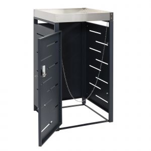 Cache-Poubelle Ext&eacute;rieur Pour 1 Bac 80/120l 110x60x62 Cm Avec Bac &Agrave; Plantes Acier Et Inox 04_0010367 - Neuf