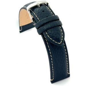 Kal-Bracelet Montre Cuir De Veau Grain Bison Style Classique Rembourré Couture Blanche Boucle Acier Tailles 12mm 14mm 16mm 18mm 20mm 22mm 24mm P206 - Neuf