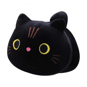 Peluche chat doux de dessin anim&eacute;, jouet pour enfants, coussin de canap&eacute;, jouet rembourr&eacute;-50cm-Noir - Neuf