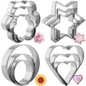 12 Pcs Emporte-Pi&egrave;ces Formes Ensemble De Cuisson,Coeur Fleur Ronde &Eacute;toile Forme Biscuit Acier Inoxydable Moules En M&eacute;tal Emporte-Pi&egrave;ces Pour - Neuf