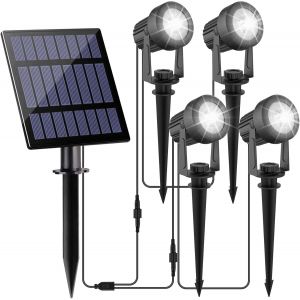 Tianyi-Spot Solaire Extérieur, 4 En 1 6000k Projecteur Solaire Exterieur, Etanche Ip65 Lampe Solaire Exterieur Puissante, 2 Modes Lumiere Solaire Pour Jardin, Allée, Chemin, Trottoir, Terrasse - Neuf