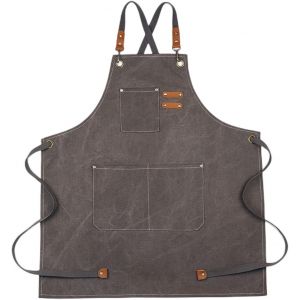 PATB-Tablier de barbecue tablier en toile 68 x 85 cm avec bandoulière réglable tabliers de cuisine avec 3 poches tablier femme tablier homme pour le jardinage restaurant barbecue - Neuf