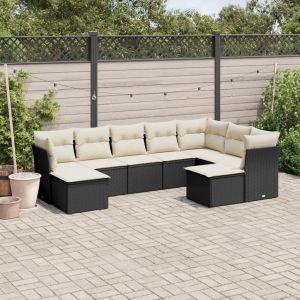 Prolenta Premium - Salon De Jardin 9 Pcs Avec Coussins Noir R&eacute;sine Tress&eacute;e - Neuf