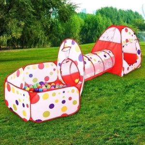 Tente De Jeu En 3 Pi&egrave;ce Piscine &Agrave; Boules Avec Tunnel Maison De Jouet Pour Enfants - Neuf