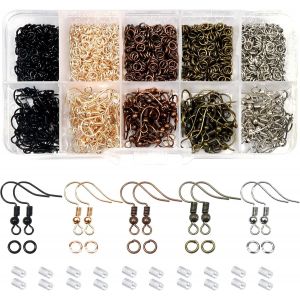 1150pcs Crochets De Boucles D'oreilles En Kit Loisirs Créatifs Multicolores 18mm Et 4mm Anneaux De Sauter Avec 200pcs Fermoirs De Boucles D'oreilles Pour Fabrication De Bijoux - Neuf