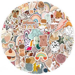 100 Pièces Stickers Aesthetic,Stickers Scrapbooking, Autocollant Kawaii, Stickers Autocollants Pour Bouteilles D'eau, Scrapbooking, Journal Intime, Ordinateur Portable(Boho 1) - Neuf