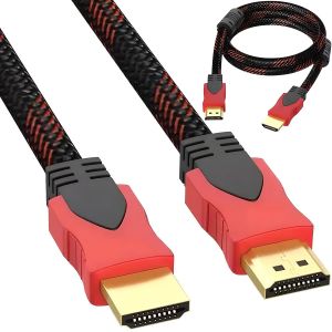 ERYI-Câble Hdmi 4K 2,7 M Haute Vitesse Compatible Avec Tv Tv, Vidéo 4K Uhd 2160P Hd 1080P Tressé, Connecteurs Plaqués Or, Compatible Avec Ordinateur Dp Vers Moniteur Hdmi, Hdmi - Neuf