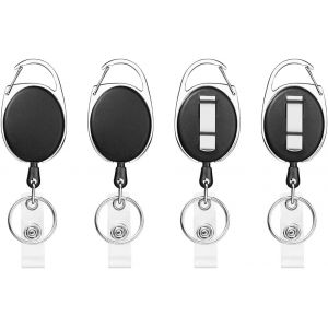 4 Pcs Porte Cl&eacute;s R&eacute;tractable Cordon R&eacute;tractable pour Porte Badge Enrouleur Parfait pour Employ&eacute;s Enseignants Infirmi&egrave;res et &Eacute;tudiants - Neuf