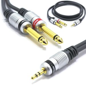C&acirc;ble Jack 3,5Mm Vers 2X 6,35Mm Mono 1,5M Audio Mini 3.5 Stereo Trs Connecteur Vers Double 6.35 Ts[Z1594] - Neuf