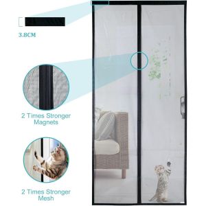 Magnétique de la Porte de l'Écran de l'Écran - Heavy Duty Mesh, du Haut vers le Bas Magnétique Joint, à Fermeture automatique, Garde l'Air Frais à l'Intérieur(100x210,Noir) - Neuf