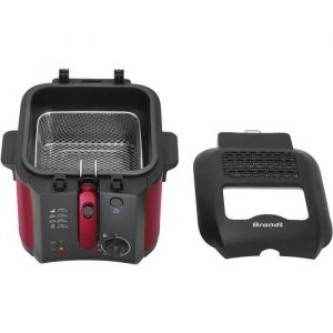Friteuse &eacute;lectrique - BRANDT - FRI25R - Cuve fixe - 2,5 L d'huile + 1kg de frites - Hublot de contr&ocirc;le - Rouge / Noir - Neuf