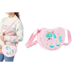 Sac Bandouli&egrave;re Licorne En Peluche En Forme De C?ur Pour Enfants - Bandouli&egrave;re Ajustable, Fermeture &Eacute;clair, Couleurs Arc-En-Ciel - Neuf