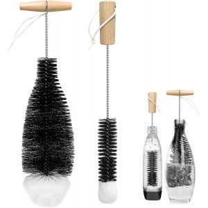 Loranka-2 Pcs Goupillon Bouteille, Ecouvillon Bouteille 35cm, Brosse Dense &Agrave; Poils Doux Et Durs Avec Poign&eacute;e Pour Nettoyage Profond Sans Rayures Des Soda Bouteilles En Verre, Gourdes, Carafes - Neuf