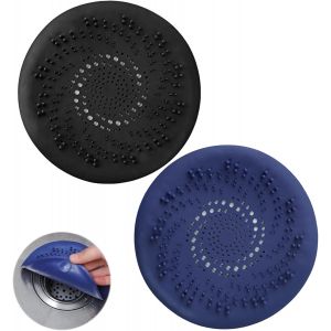 Lot de 4 protections de drain en silicone, couvercles de drain de douche, filtre à cheveux de douche, filtre d'évier de cuisine avec ventouse (gris et bleu) - Neuf