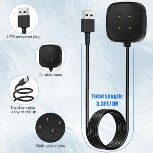 Chargeur C&acirc;ble Pour Montre Intelligente Fitbit Versa 3,Cordon De Chargeur De Remplacement Usb Pour Chargeur Fitbit Versa 4,Versa 3,Sense 2,Sense Smartwatches,1 M /1 Pack - Neuf