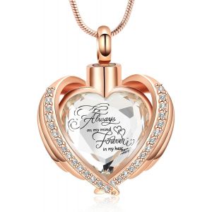 Pendentif Funéraire Pour Cendres ¿ Collier Urne En Cristal En Forme De Coeur Avec Mini Urne Souvenir - Neuf
