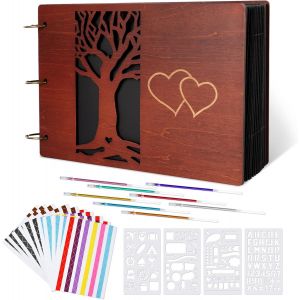 Album De Photos De Famille En Bois-Album Photo Scrapbooking Adh&eacute;sif 100 Pages-Kit Diy Cadeau Pour Mariage,Anniversaire - Neuf