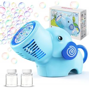 Bubble Machine Elephant Bubble Toy for Children 5000+ Bubbles/Min with Battery and Bubble Solution for Wedding/Birthday/Party (Blue) - Neuf