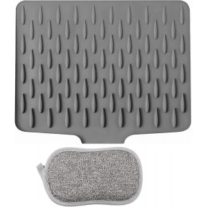 Loranka-Tapis &Eacute;gouttoir Vaisselle En Silicone, Pliable Tapis Vaisselle Antid&eacute;rapant, Tapis De S&eacute;chage Avec &Eacute;ponge, &Eacute;gouttoir &Agrave; Vaisselle Pliable Avec Deux Chiffons &Agrave; Vaisselle - Neuf