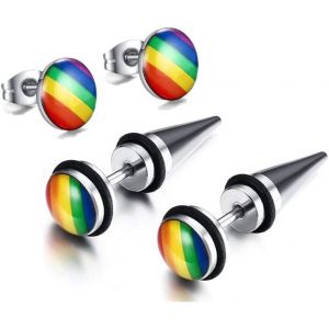 Kal-Arc-En-Ciel Lgbt Gay Lesbienne Pride Boucles D'oreilles Ensemble Unisexe Hommes Femmes Lesbiennes Arc-En-Ciel Percé Boucles D'oreilles De Mode - Neuf