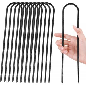 Yemaesre-Lot De 10 Piquets D'ancrage Au Sol Pour Trampoline - 30 Cm - En Acier Galvanisé - Piquets De Tente À Visser - En Forme De U - Pour La Sécurité Des Clôtures, Tentes, Auvents - Neuf
