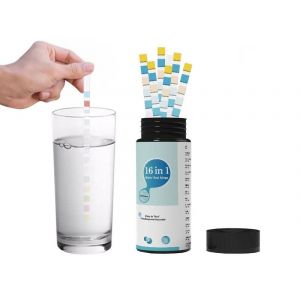 Kit de bandelettes de test d'eau 16 en 1 pour piscine et eau potable, 100 unités, pH et tests chimiques - Neuf