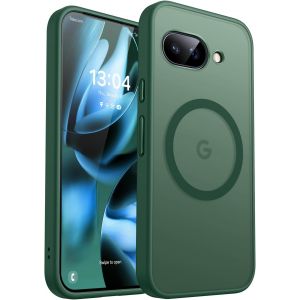 JGD-Coque Magn&eacute;tique pour Google Pixel 9a (6,3 Pouces), [Protection Compl&egrave;te de l'appareil Photo] Housse Fond Mat Translucide,Vert Fonc&eacute; - Neuf