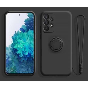 Kal-Coque Pour Samsung Galaxy A22 5g, Coque Magnétique Avec Anneau Rotatif À 360 ° Mince Coque Antichoc Silicone Avec Plaque Métallique, Aimant Support De Voiture Housse Bumper, Noir - Neuf