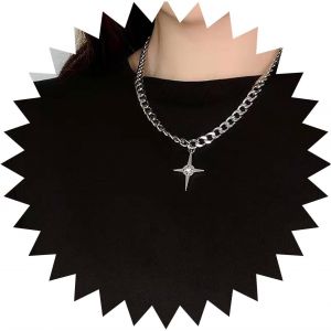 Kal-Collier Cristal Northstar Vintage Collier &Eacute;toile Cz Collier Choker Collier Chunky Cha&icirc;ne Argent Cuban Link Collier Cha&icirc;ne Bijoux Pour Femmes Et Filles - Neuf