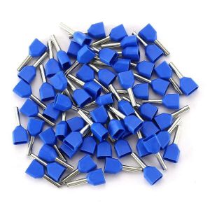 100pcs TE1508 / TE1008 / TE7058 / TE2508 Connecteur à sertir en cuivre rouge / bleu Double virole isolée broche cordon borne d'extrémité - Neuf