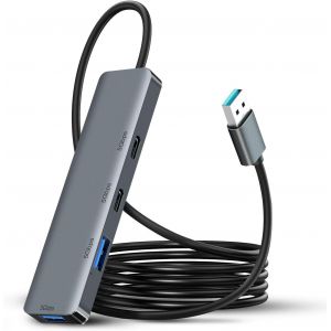 KAL-Usb Hub 3.0, 4 Port Usb-Hubs, Usb Splitter, 5Gbps Usb Port Verteiler, Docking Station Für Kompatibel Mit Desktop-Computern, M-Acbook/Air, Ps 4 Und Anderen Laptop. - Neuf