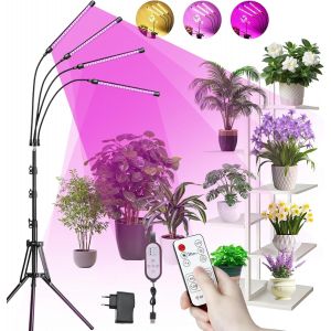 Kalanka-Lampe De Croissance Pour Plantes, Lampe De Plante À Spectre Complet 4 Têtes Lampe, Avec Trépied, Lampe Horticole Led Avec Minuterie 4/8/12h, 3 Modes Lumière, 10 Luminosité - Neuf